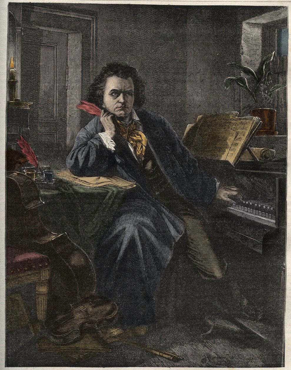 Retrato de Ludwig van Beethoven (1770-1827), compositor y pianista alemán de Unknown artist