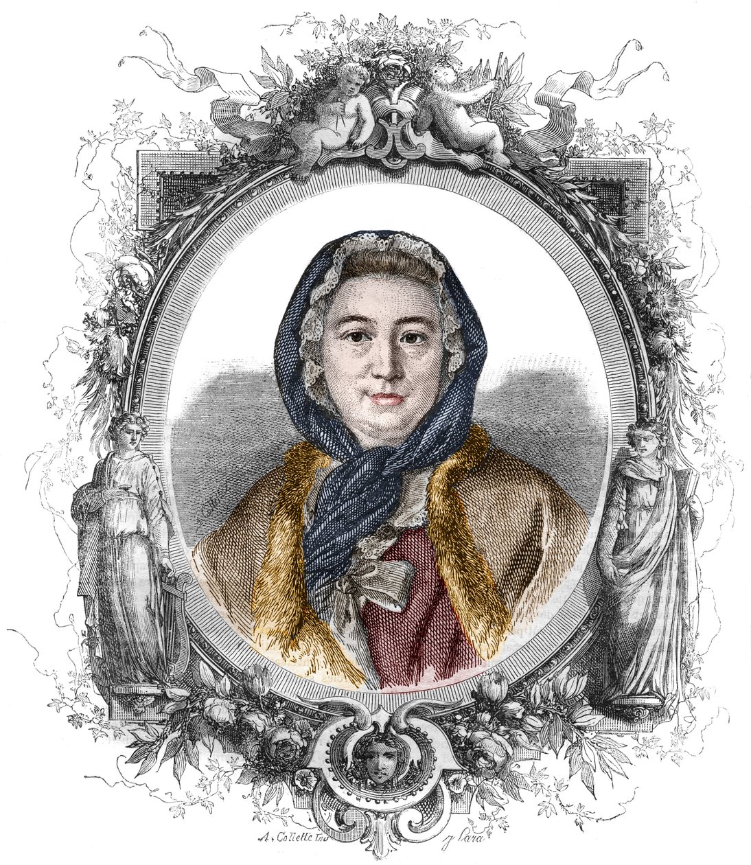 Retrato de Madame Geoffrin, nacida Marie Therese (Marie-Therese) Rodet (1699-1777) - Grabado de 1858 de Unknown artist