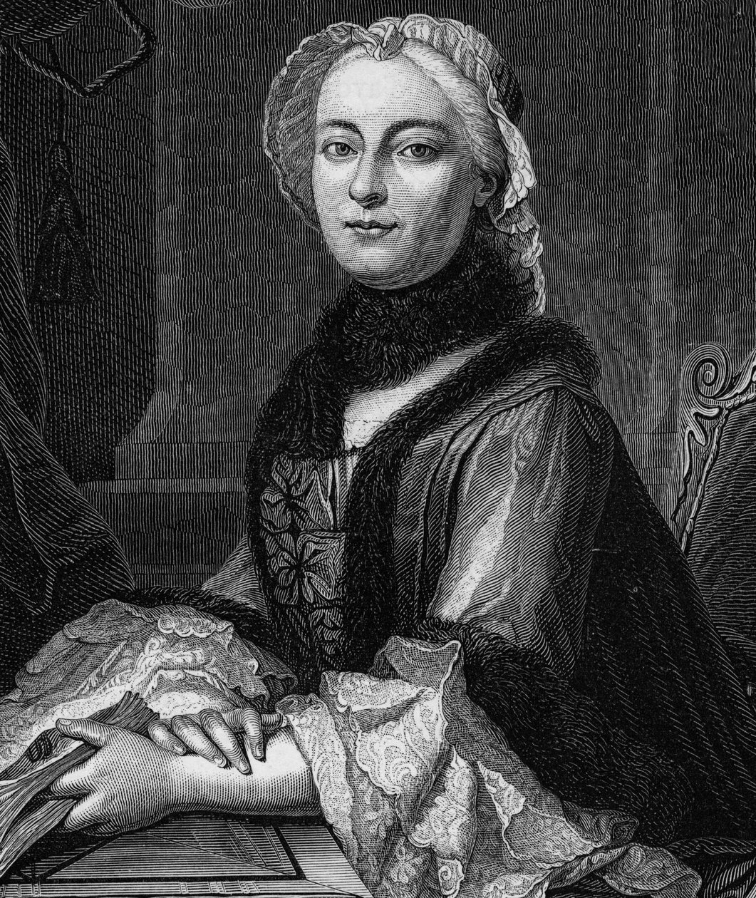 Retrato de Madame Geoffrin, nacida Marie Therese (Marie-Therese) Rodet (1699-1777) - Grabado de 1862 en 