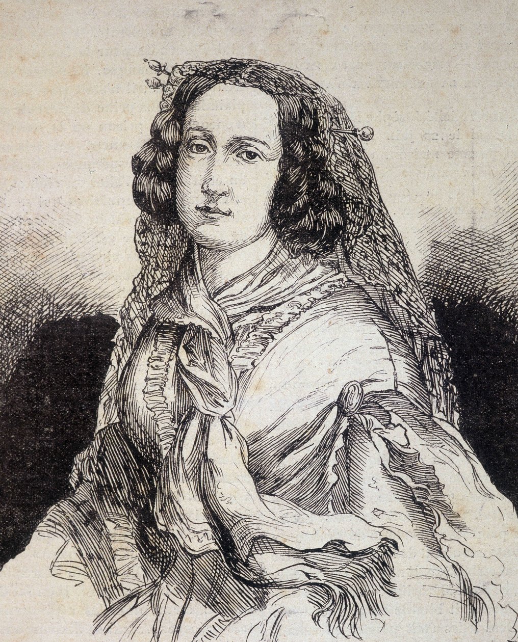 Retrato de Madame Marceline Desbordes-Valmore (1786 - 1859), escritora francesa - en “Les Contemporains”, finales del siglo XIX de Unknown artist