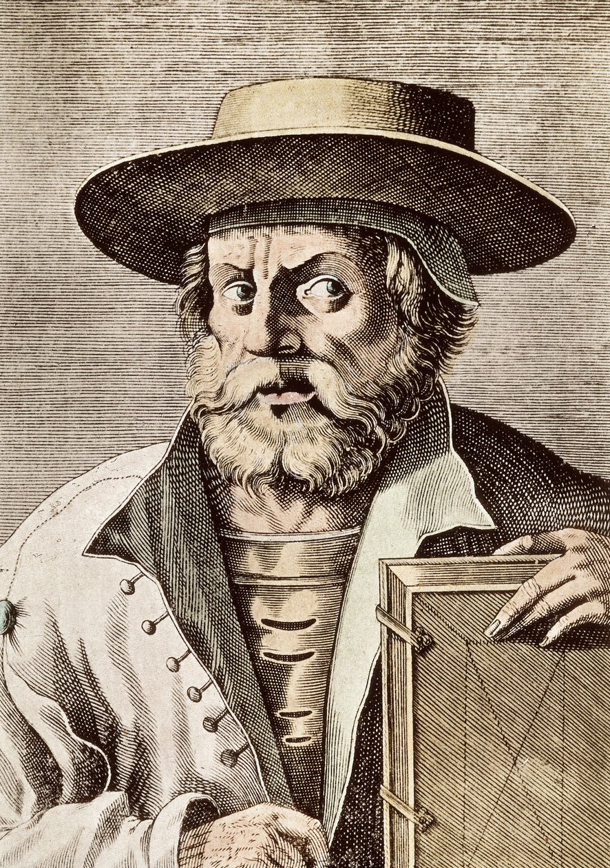 Retrato de Manuel Chrysoloras (circa 1355-1415), científico griego del siglo XIV. Grabado de 1682 de Unknown artist