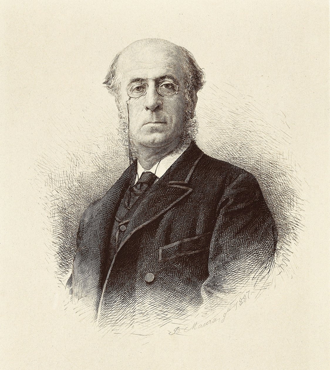 Retrato de Manuel Silvela y La Vielleuze (1830-1892), político español. Madrid. Biblioteca Nacional. Grabado de Unknown artist