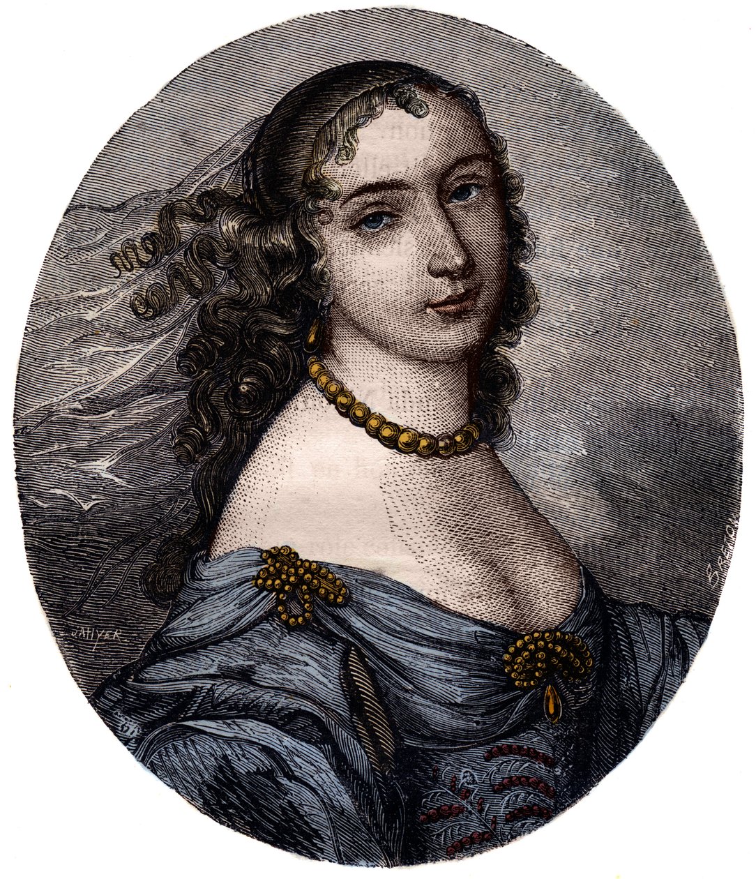 Retrato de Marguerite Hessein, Madame de la Sabliere (1636-1693) Salonniere francesa. Grabado del siglo XIX. de Unknown artist