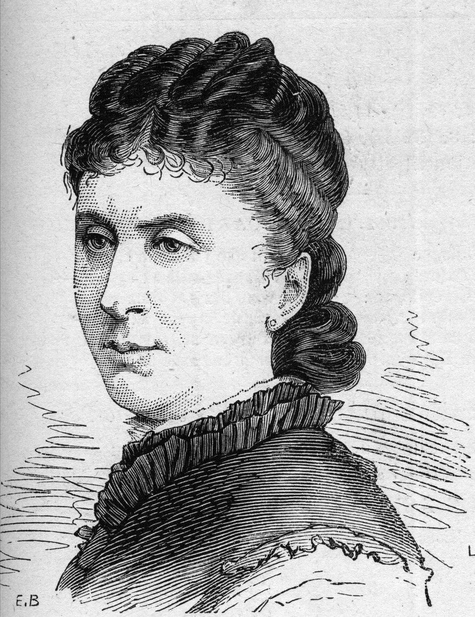 Retrato de Maria Favart (1833-1908), comediante francesa, miembro de la Comédie-Française. Grabado en 