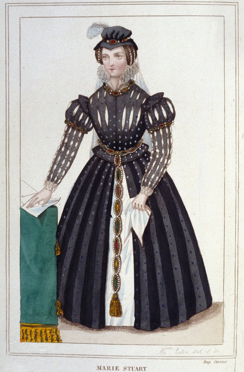 Retrato de María Estuardo (1542 - 1587). Grabado de 1830 de Unknown artist