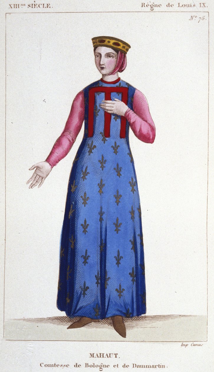 Retrato de Mathilde de Dammartin (ca. 1202-1259) o Mahaut, Condesa de Boulogne y de Dammartin (Mathilde II) y de Aumale - Grabado de Unknown artist