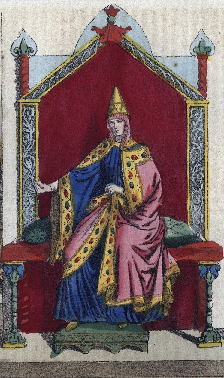 Retrato de Matilde de Toscana también conocida como Matilde de Canossa (1046 - 1115) noble italiana - grabado de “Usi e Costumi di Tutti i Popoli dell
