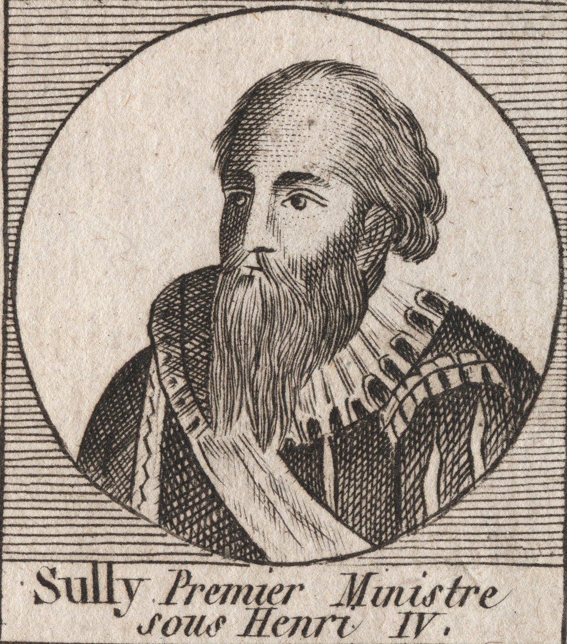 Retrato de Maximiliano de Béthune (1559-1641), Duque de Sully, Ministro de Enrique IV - Maximiliano de Béthune, primer duque de Sully, fiel mano derecha que asistió al rey Enrique IV de Francia - grabado de Instruction sur l