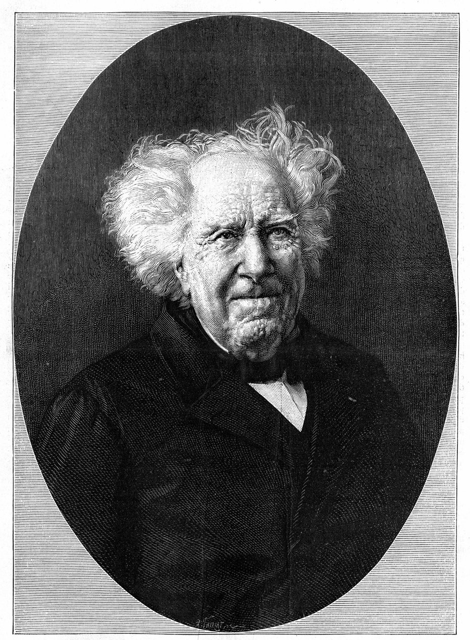 Retrato de Michel Eugene (Michel-Eugene) Chevreul (1786-1889), químico francés. Grabado en “La Nature: revue des sciences et de leurs aplicaciones aux arts et a l