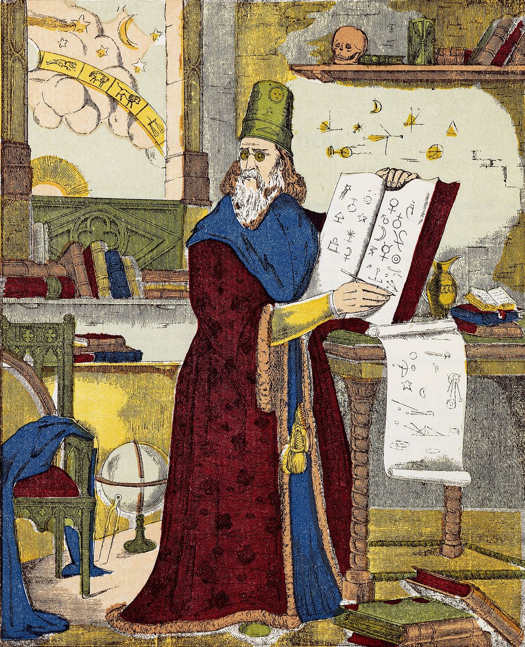 Retrato de Michel de Notre Dame (Nostradamus) astrólogo francés - Retrato de Nostradamus, Michel de Notre Dame (1503-1566) astrólogo y médico francés - Grabado de Unknown artist