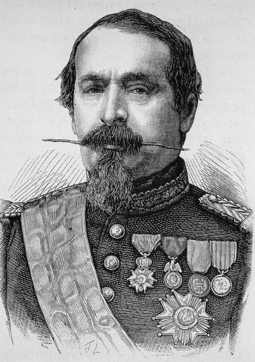 Retrato de Napoleón III (1808 - 1873). Grabado de finales del siglo XIX en 