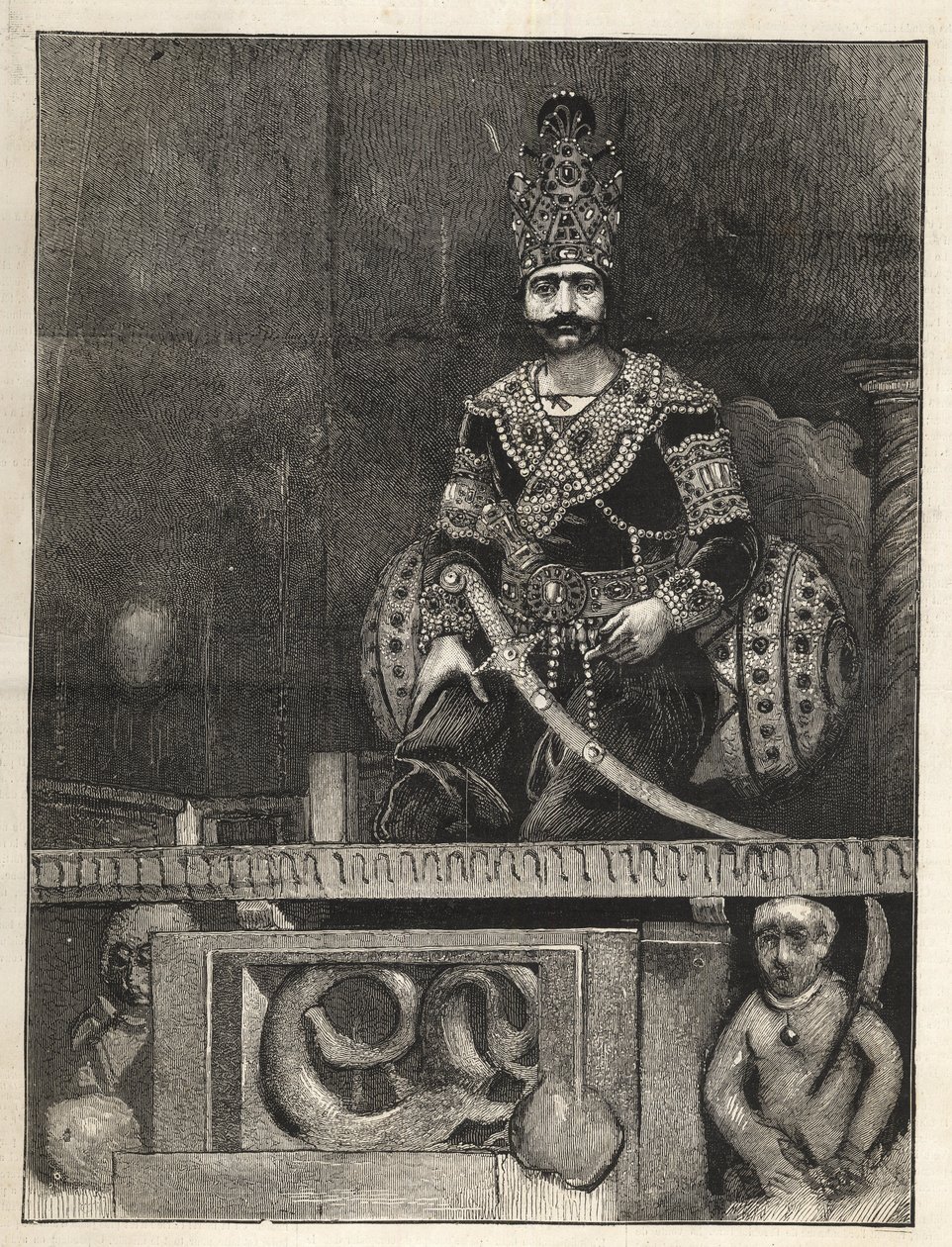 Retrato de Nasser Ed Din (1831-1896), Shah de Persia (Irán). También llamado Nasseredin Shah, Nasserer-al-Din Shah Qajar, Nasser al-Din Shah Qajar, Nassiruddin Shah - 1873 de Unknown artist