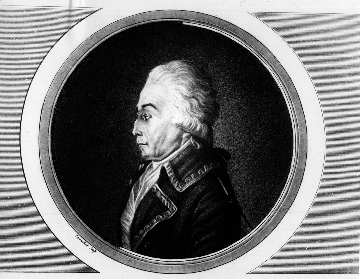 Retrato de Nicolas Luckner (1722-1794) Mariscal de Francia. Grabado en 
