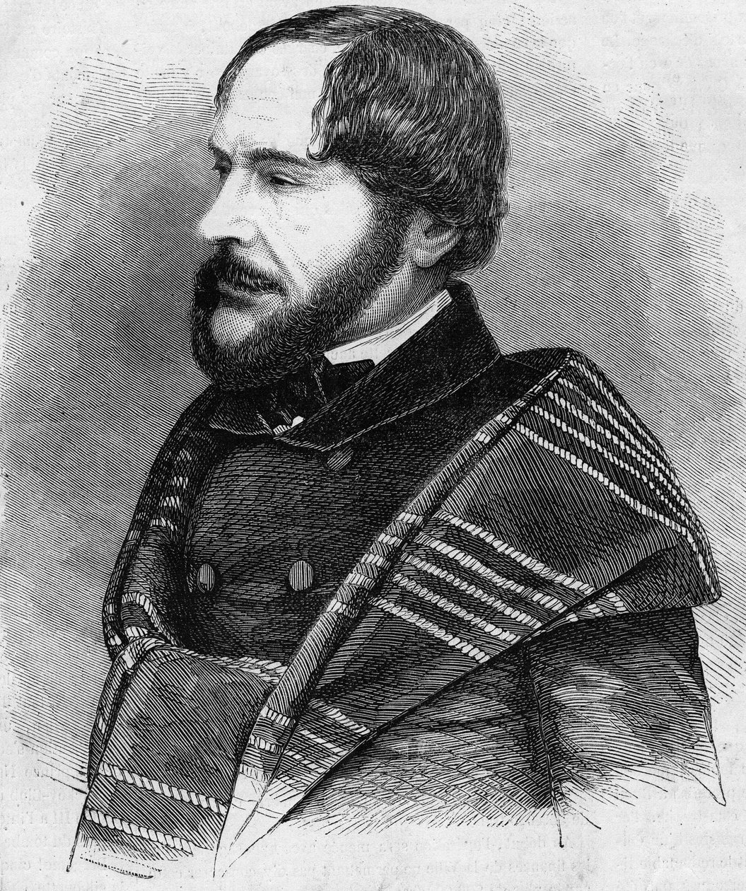 Retrato de PHILARETE CHASLE (1798-1873), crítico y hombre de letras francés. Grabado de 1873 de Unknown artist
