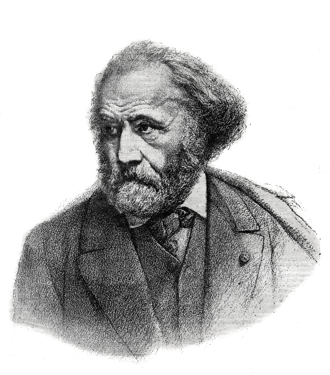 Retrato de Paul Chenavard (1807-1895), pintor francés - grabado de 1895 de Unknown artist
