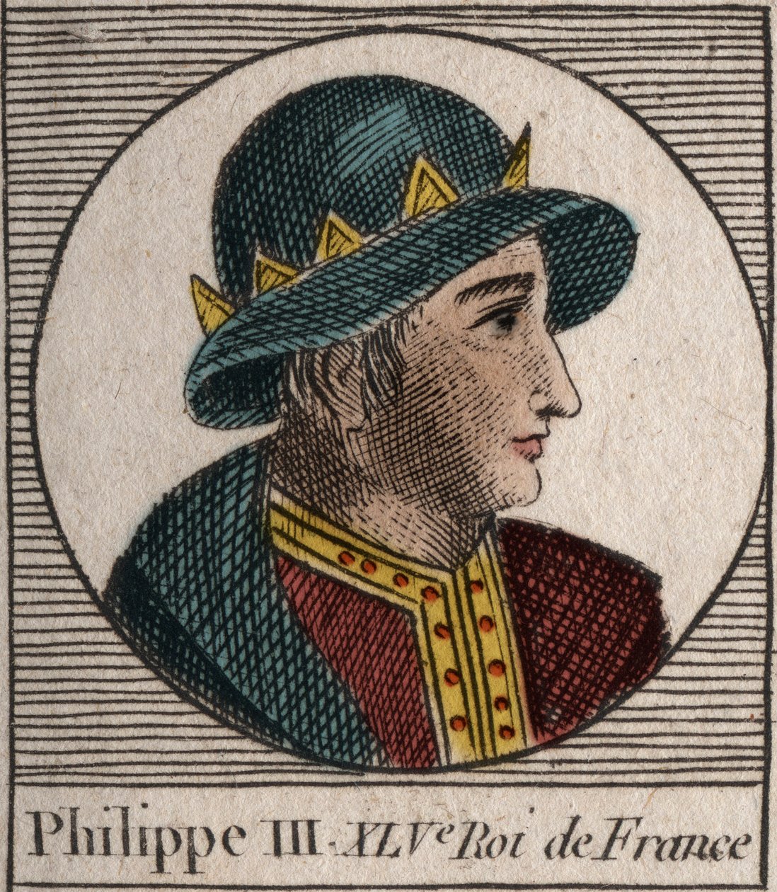 Retrato de Felipe III de Francia, llamado Felipe el Audaz (1245-1285) (dinastía de los Capetos) - grabado de “Instruction sur l
