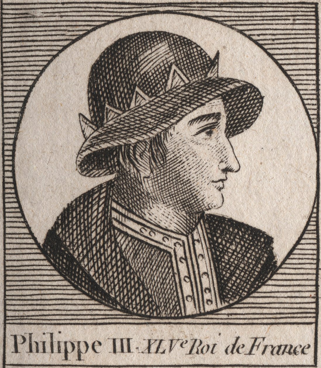 Retrato de Felipe III de Francia, llamado Felipe el Audaz (1245-1285) - grabado de “Instruction sur l