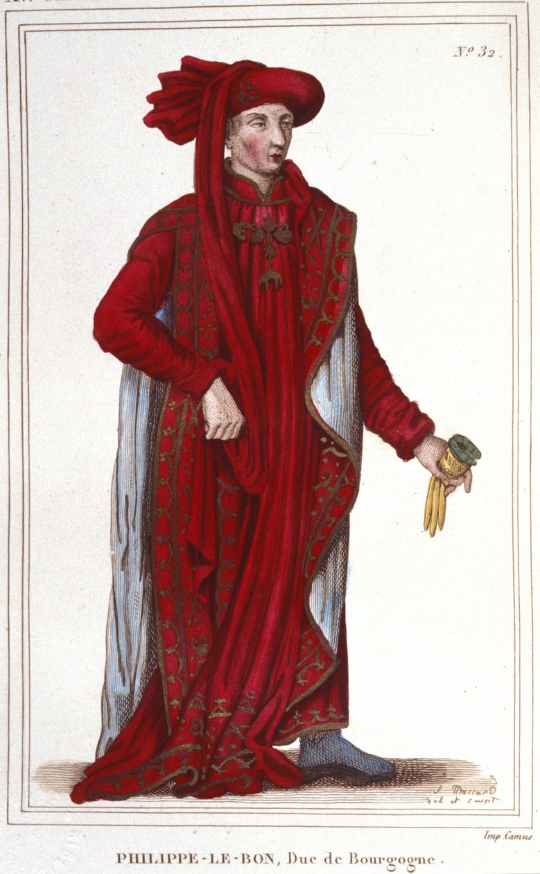 Retrato de Felipe III el Bueno (1396-1467), Duque de Borgoña (grabado de 1830) de Unknown artist