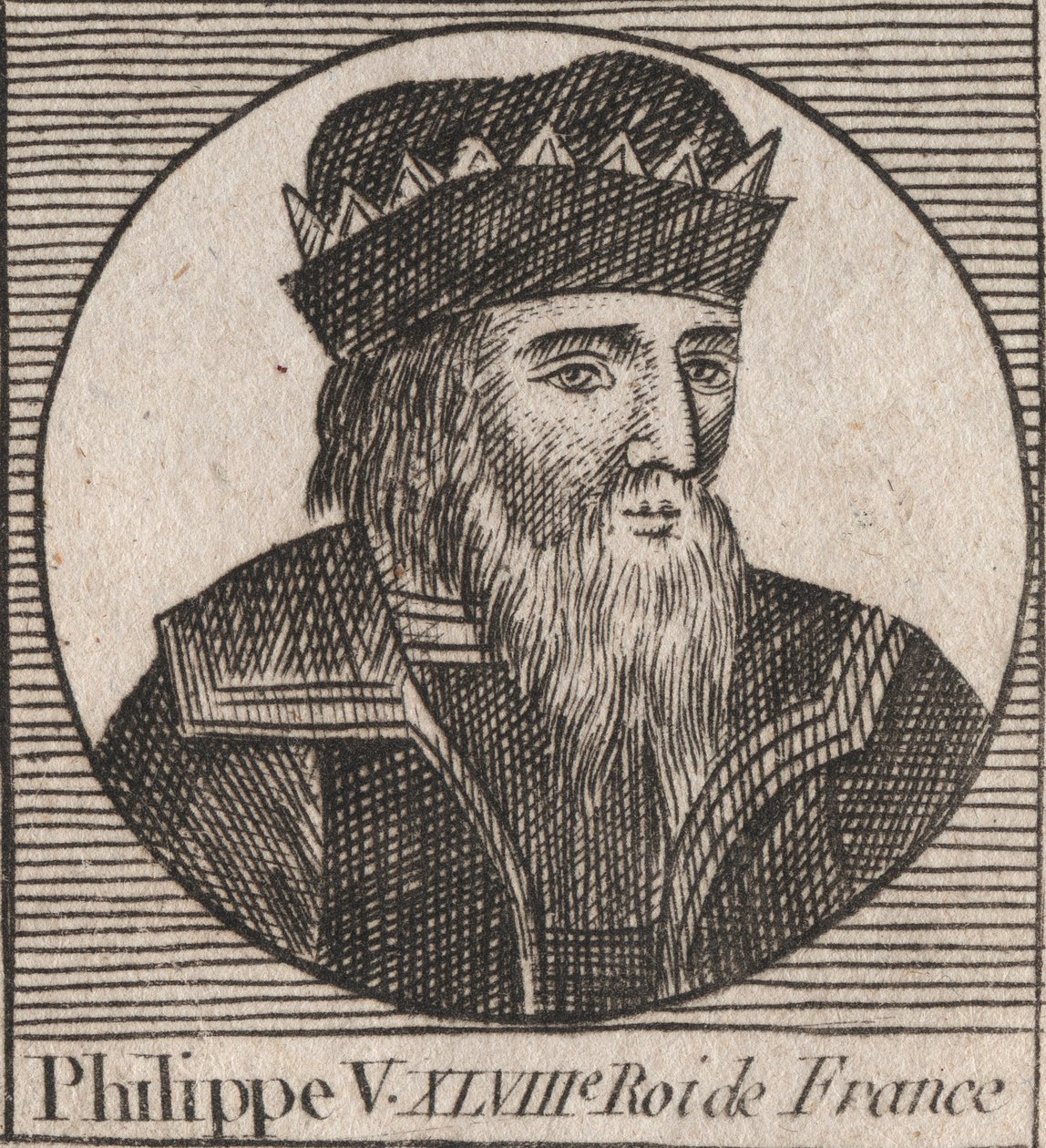 Retrato de Felipe V el Largo (1294 - 1322), Rey de Francia - grabado de “Instruction sur l