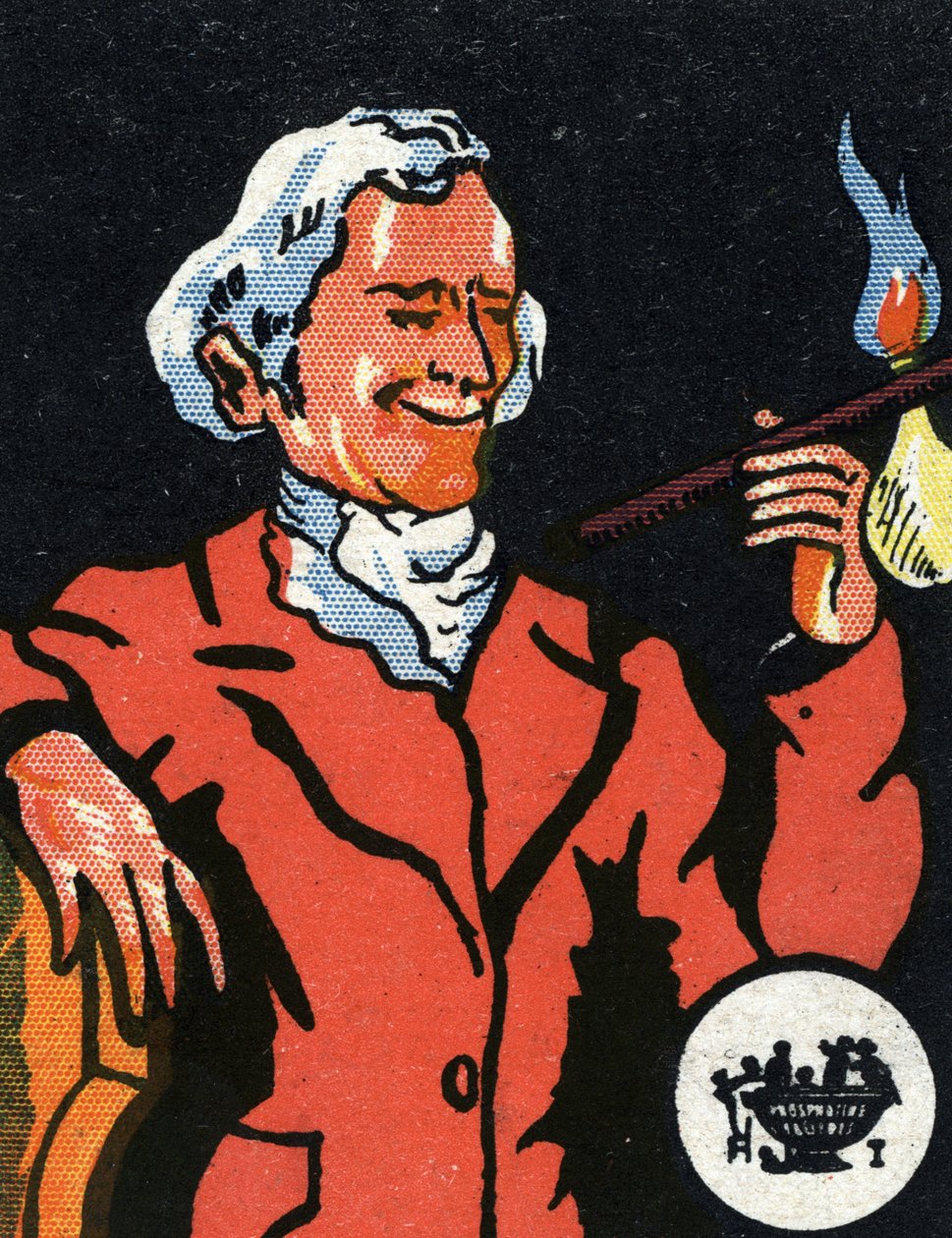 Retrato de Philippe Lebon (1767-1804) ingeniero y químico francés, inventor del gas de alumbrado (Philippe le Bon (o Lebon) ingeniero francés) cromolitografía de principios del siglo XX de Unknown Artist