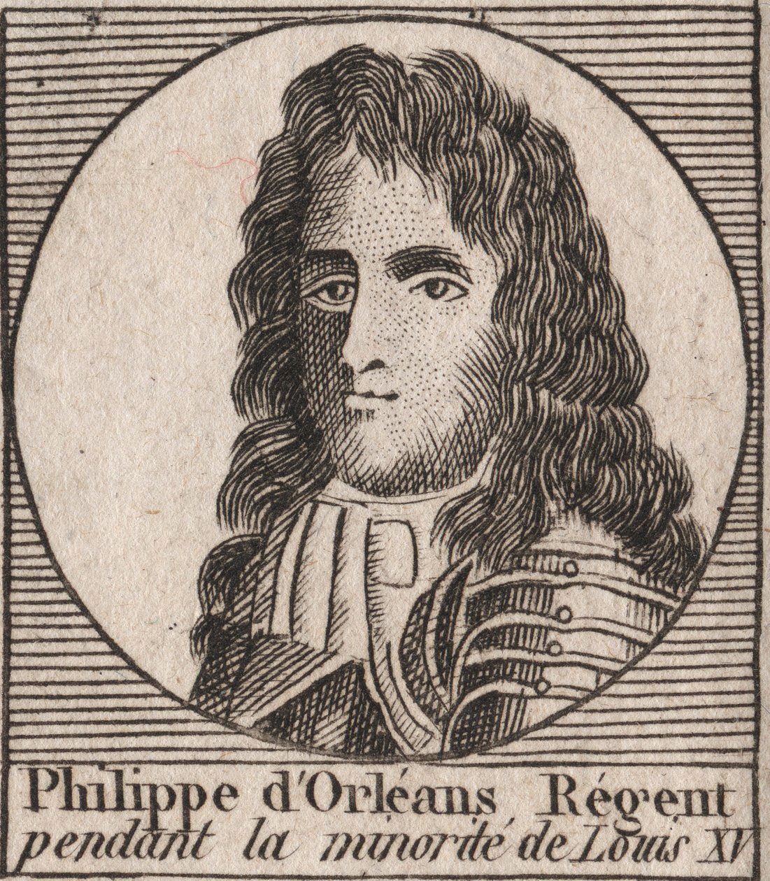 Retrato de Felipe de Orleans (1674-1723), regente del Reino de Francia durante la minoría de Luis XV - grabado de “Instruction sur l