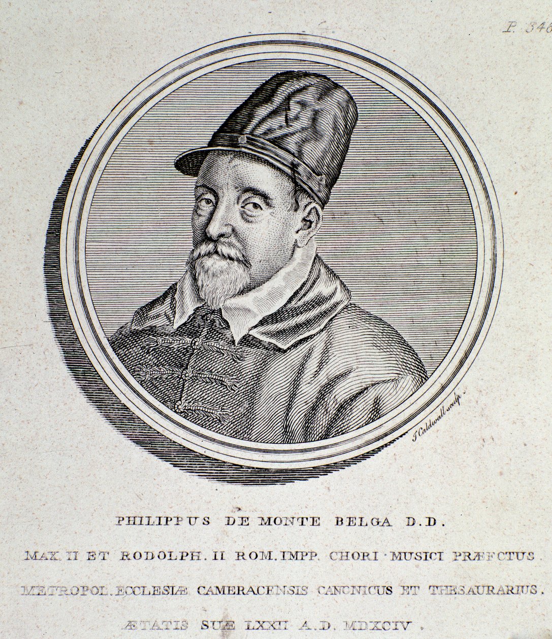Retrato de Philippe de Monte (grabado) de Unknown artist