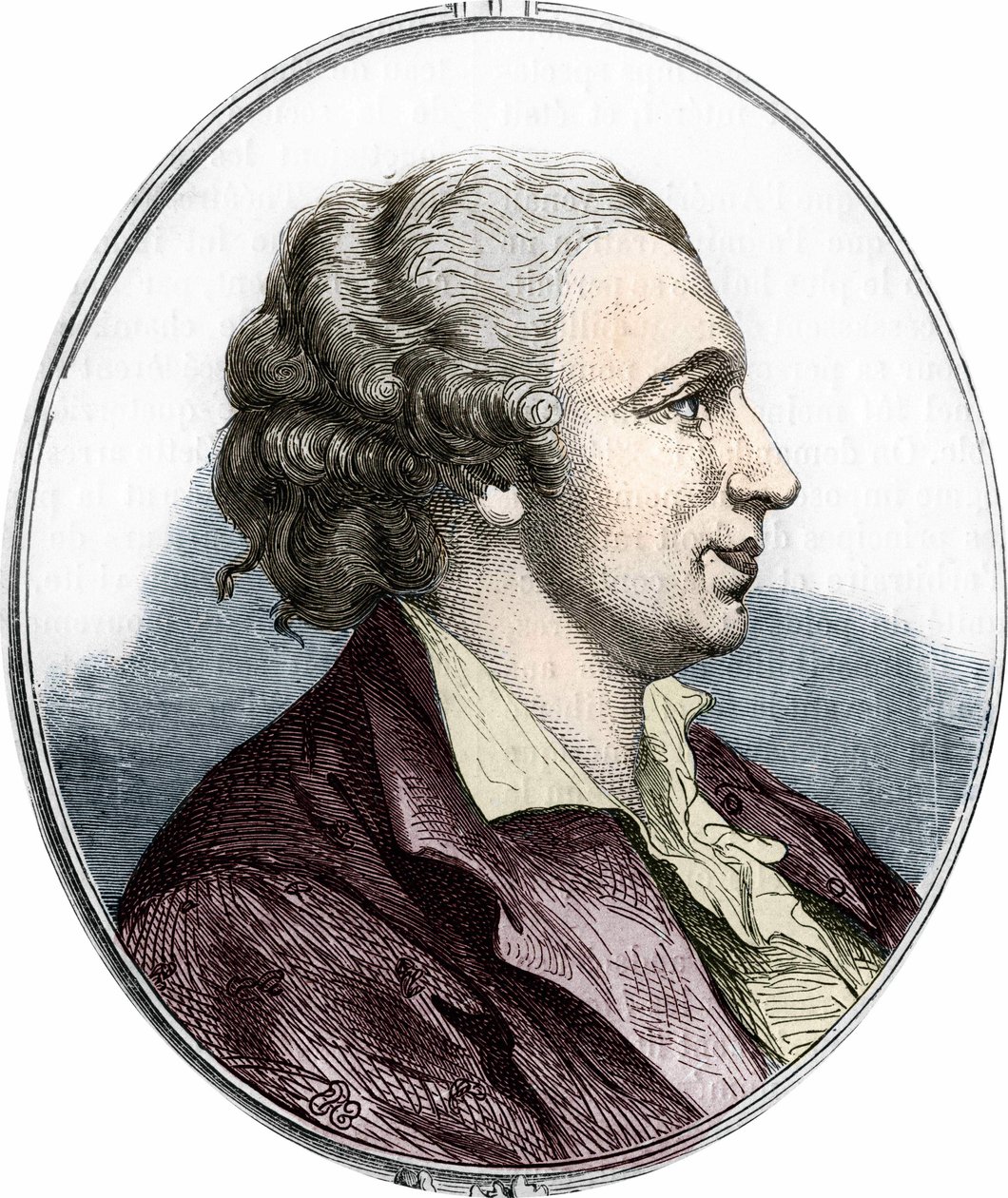 Retrato de Pierre Augustin Caron de Beaumarchais (1732 - 1799) escritor y dramaturgo francés. Grabado de 1866 de Unknown artist