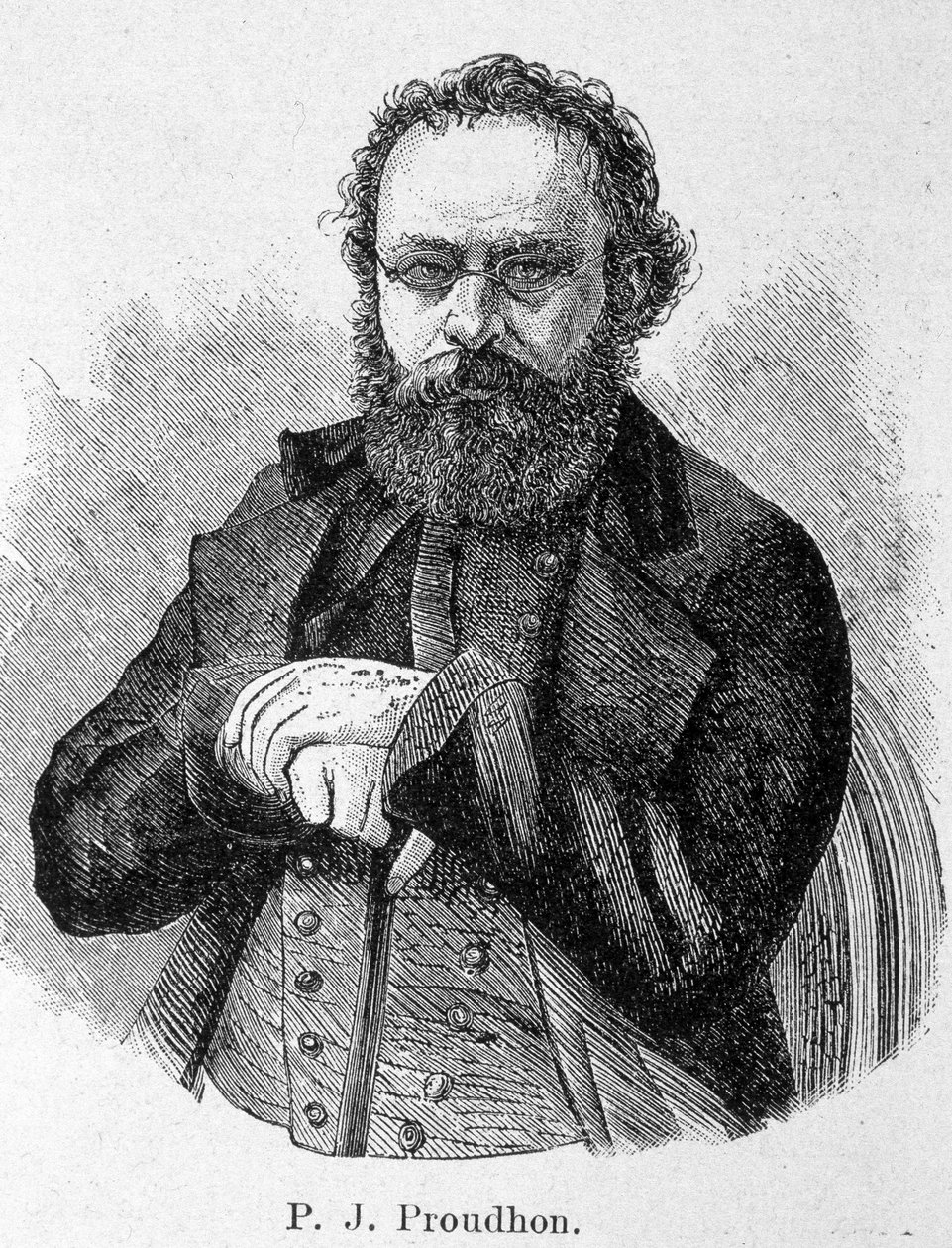 Retrato de Pierre Joseph Proudhon (1809-1865), socialista francés de Unknown artist