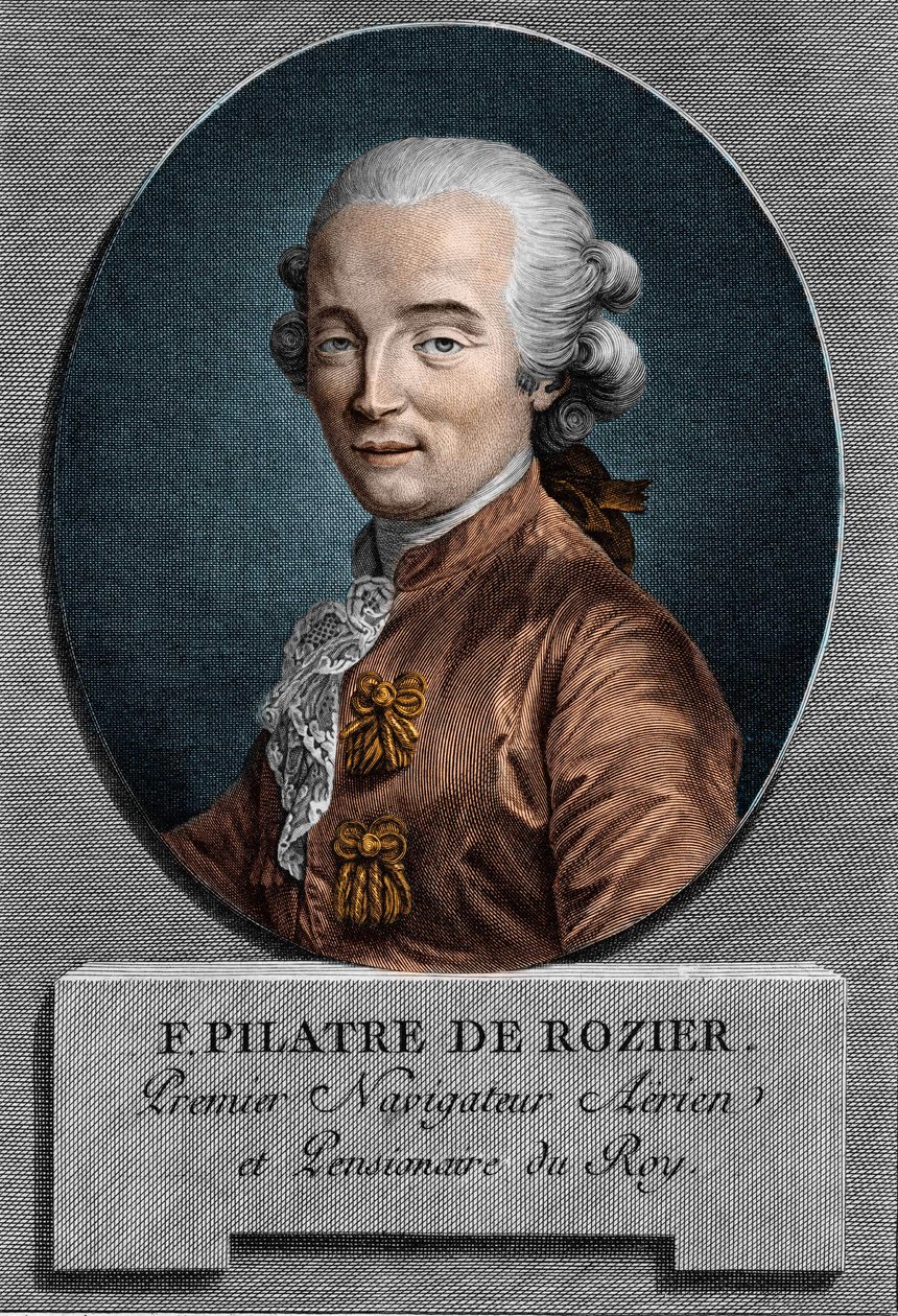 Retrato de Pilâtre de Rozier (1756 - 1785), físico y aeronauta francés (primer viaje en globo aerostático) de Unknown artist