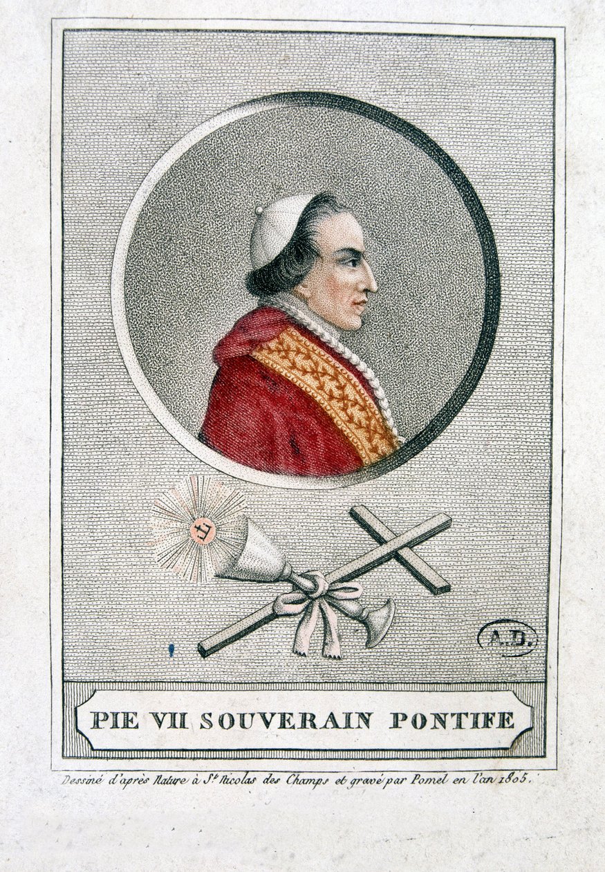 Retrato de Pío VII (1742 - 1823) en medallón de Unknown artist