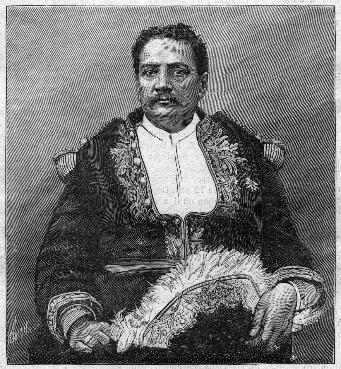 Retrato de Pomare V (1839 - 1891), el último monarca de Tahití (grabado) de Unknown artist