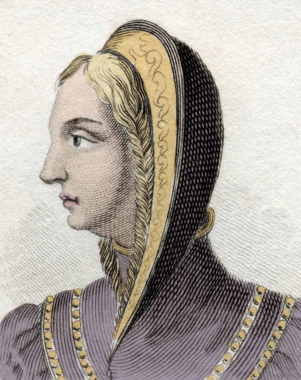 Retrato de la Reina Isabel de Castilla (Isabel I la Católica) (1451-1504). Grabado del siglo XIX de Unknown artist