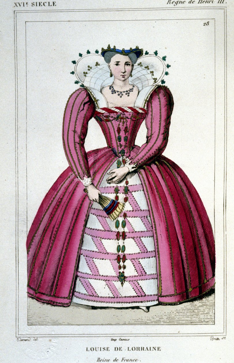 Retrato de la Reina Luisa de Lorena (1553 - 1601), esposa de Enrique III. Grabado de 1830. de Unknown artist