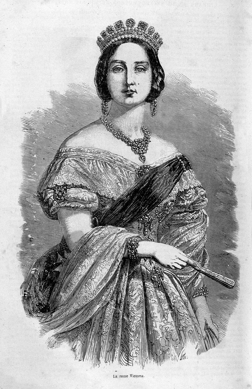 Retrato de la Reina Victoria joven - grabado, mediados del siglo XIX de Unknown artist