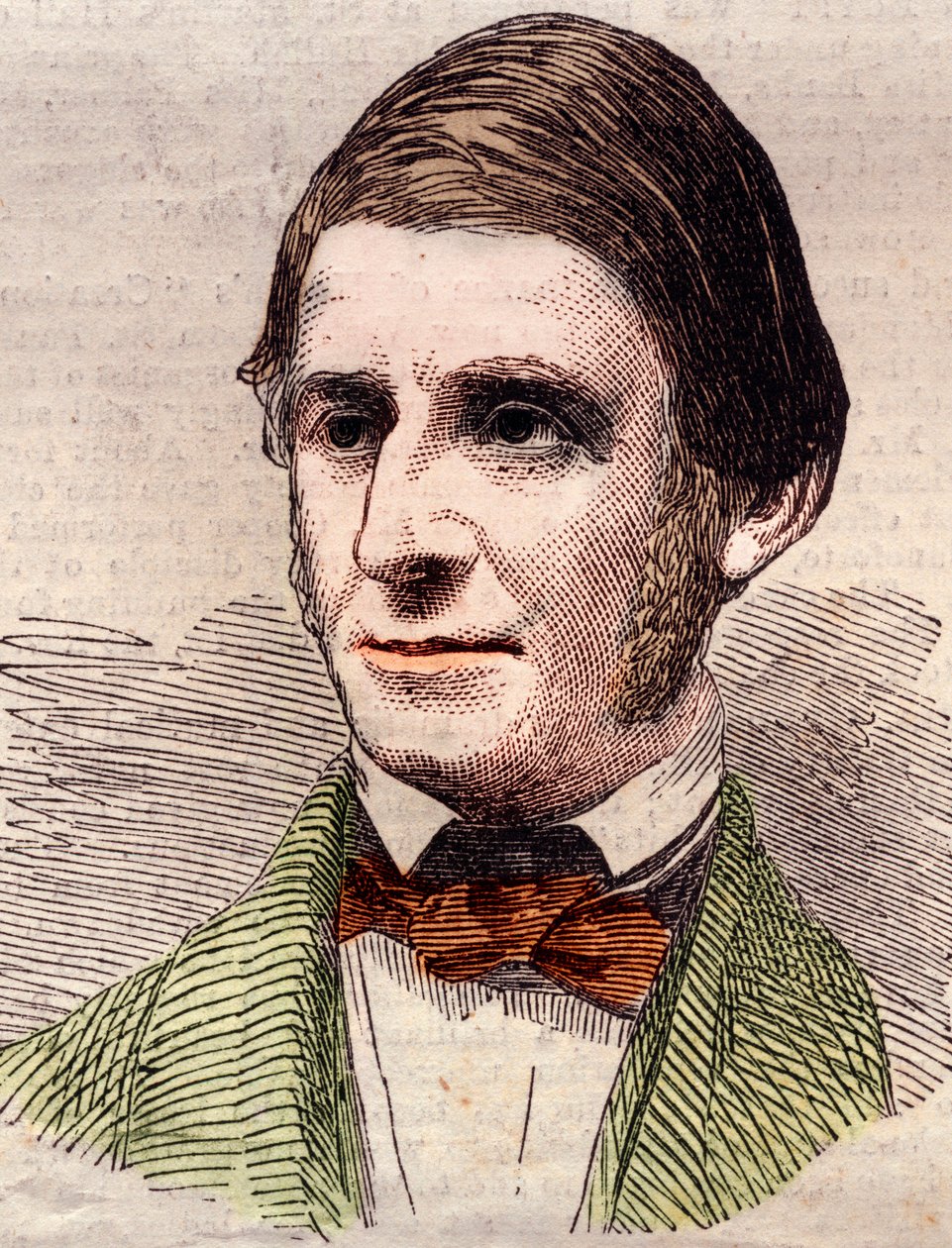 Retrato de Ralph Waldo Emerson (1803-1882), ensayista, filósofo, poeta estadounidense. Grabado en “The Illustrated London News” del 20 de marzo de 1858. de Unknown artist
