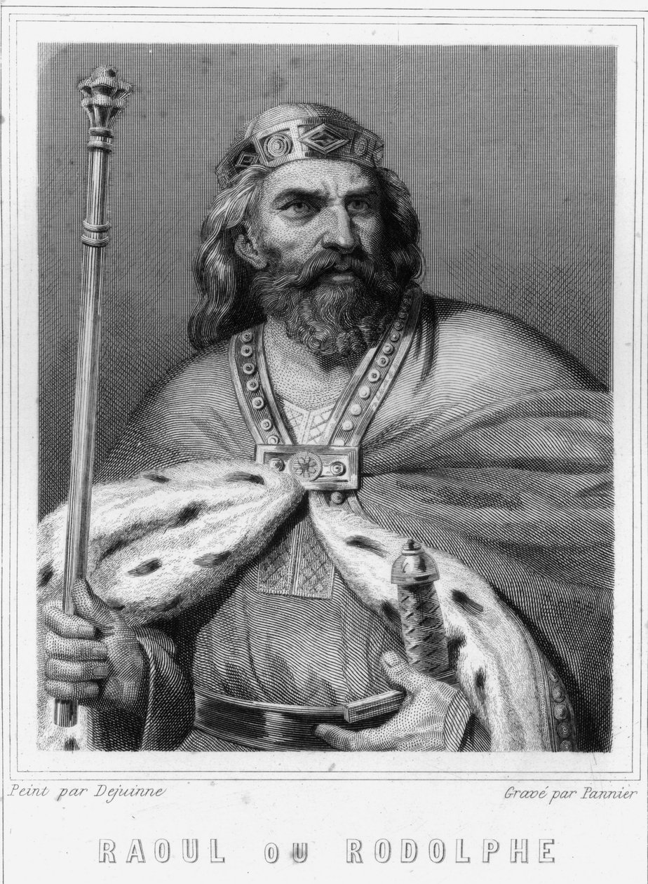 Retrato de Raoul o Rodolphe de Borgoña (? - 936), Duque de Borgoña y Rey de Francia - en "Histoire des Français" de Lavallée, grabado, sd. de Unknown artist