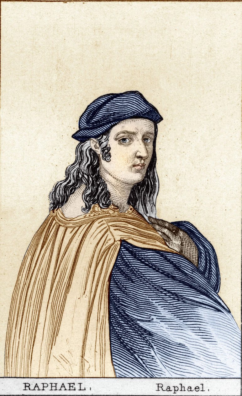 Retrato de Rafael (Raffaello Sanzio 1483 - 1520), pintor italiano. Grabado del siglo XIX. de Unknown artist