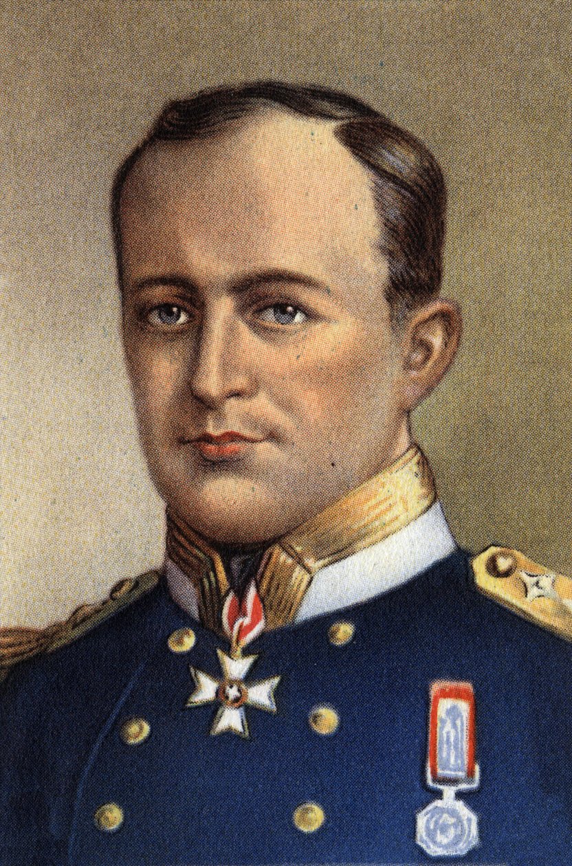 Retrato de Robert Falcon Scott, capitán de la Armada y explorador antártico británico - Siglo XX (cromo) de Unknown Artist
