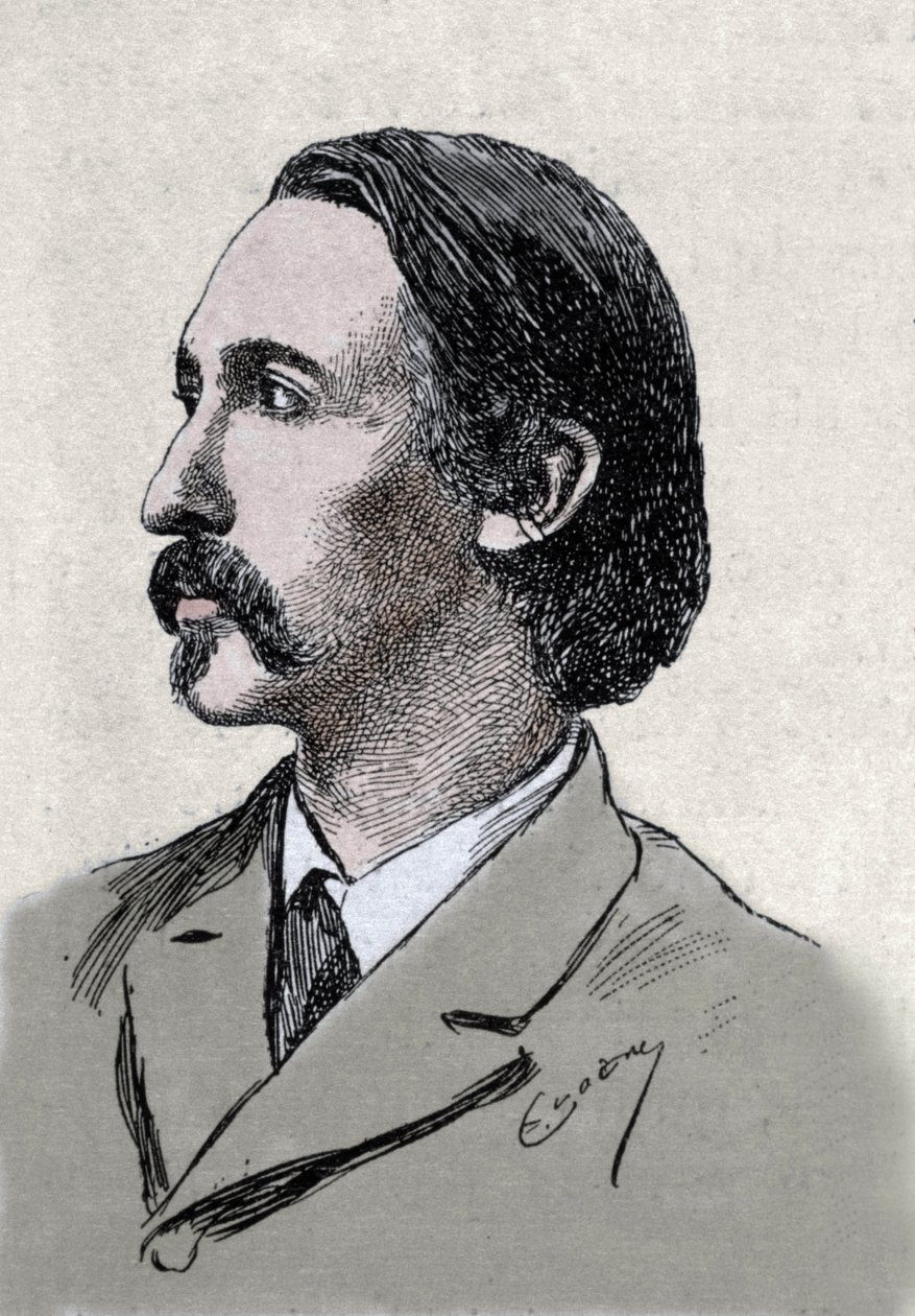 Retrato de Robert Louis Stevenson (1850-1894), escritor británico de Unknown artist