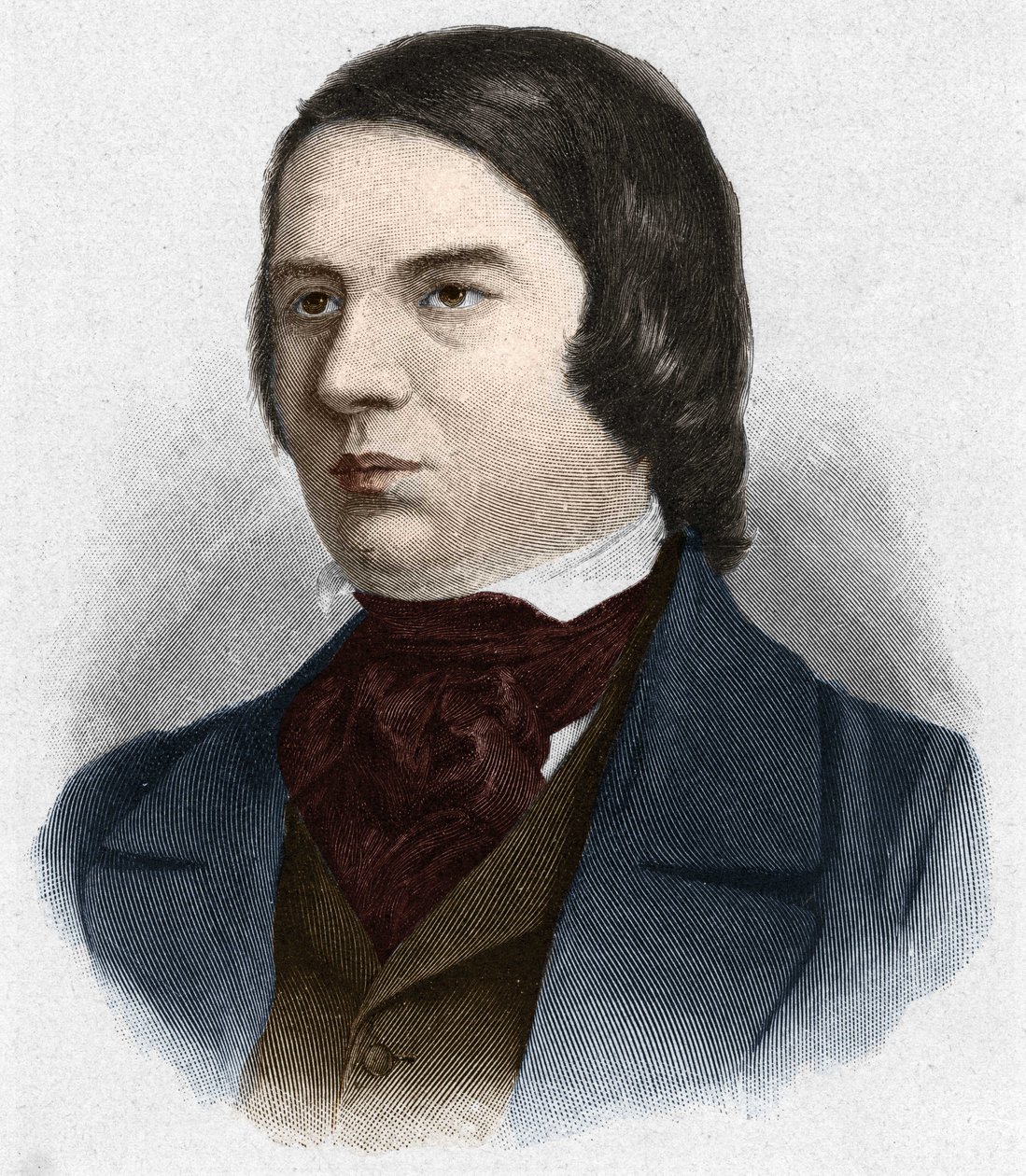 Retrato de Robert Schumann (1810-1856), compositor alemán. basado en un dibujo de Mengel. de Unknown artist