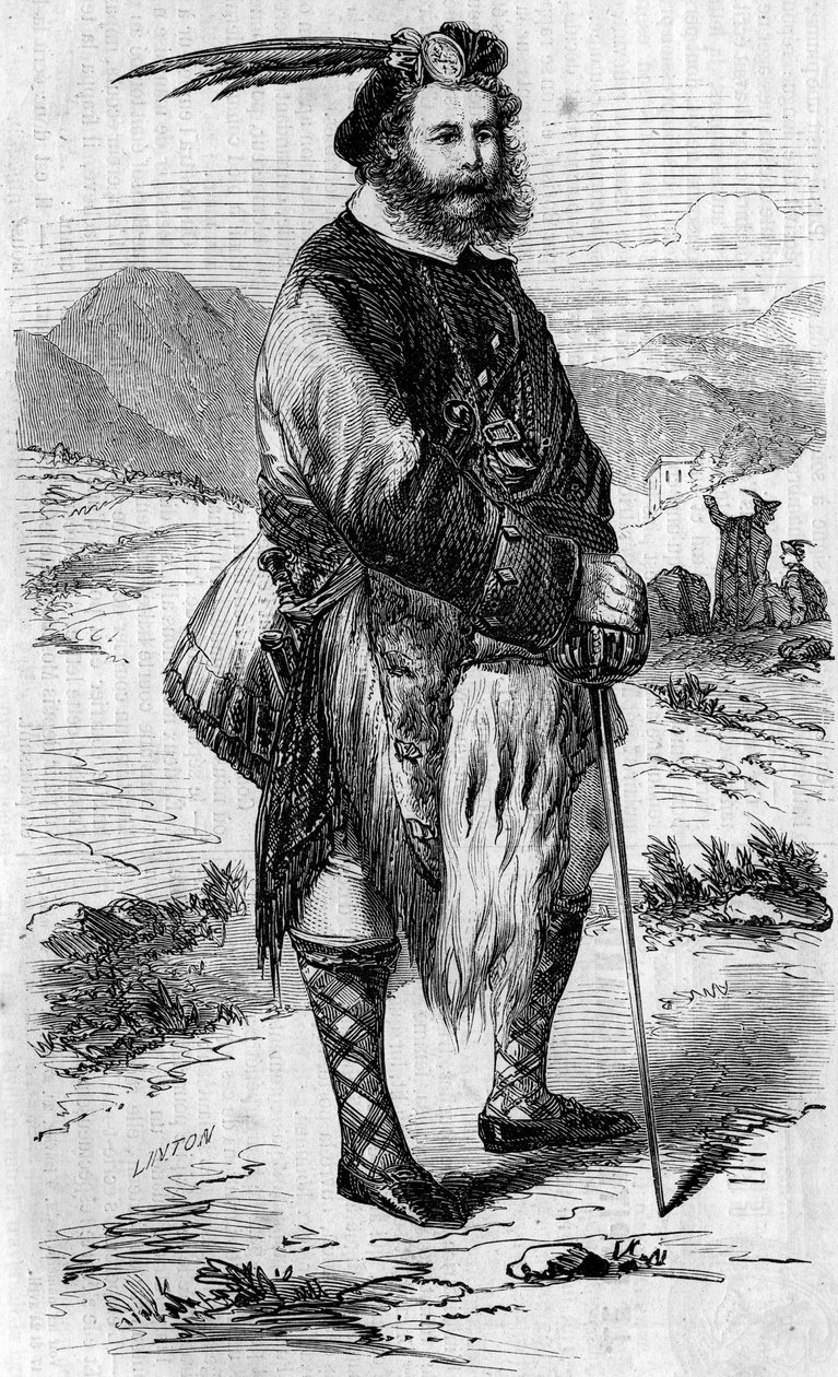 Retrato de Roualeyn George Gordon Cumming (1820-1866), viajero y cazador de leones escocés. Grabado por Linton en "El Mundo Ilustre" n°56 del 8 de mayo de 1858. de Unknown artist