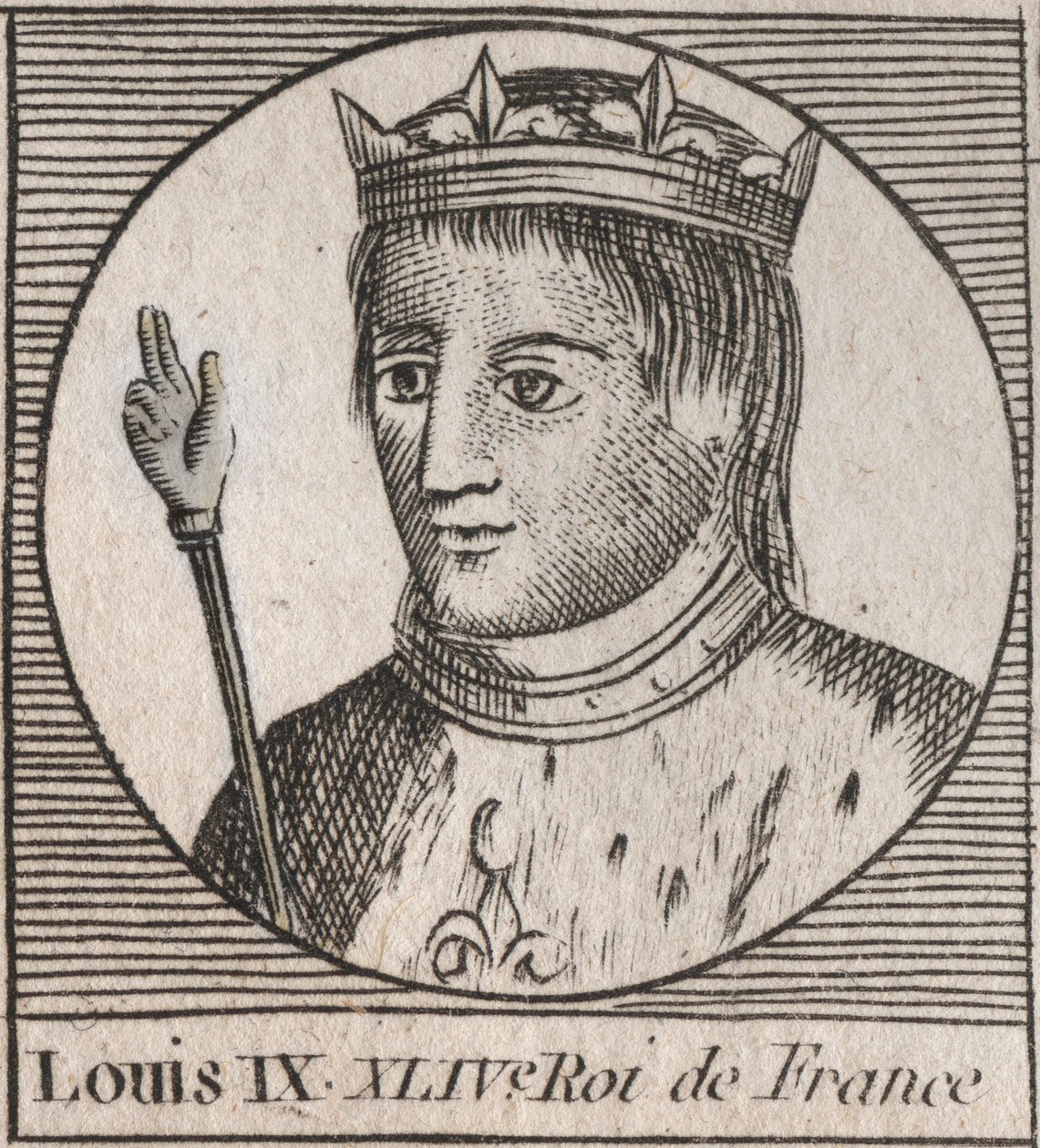 Retrato de San Luis (San Luis, Luis IX (1214-1270) - San Luis IX (1214-70) rey de Francia - grabado de Instruction sur l