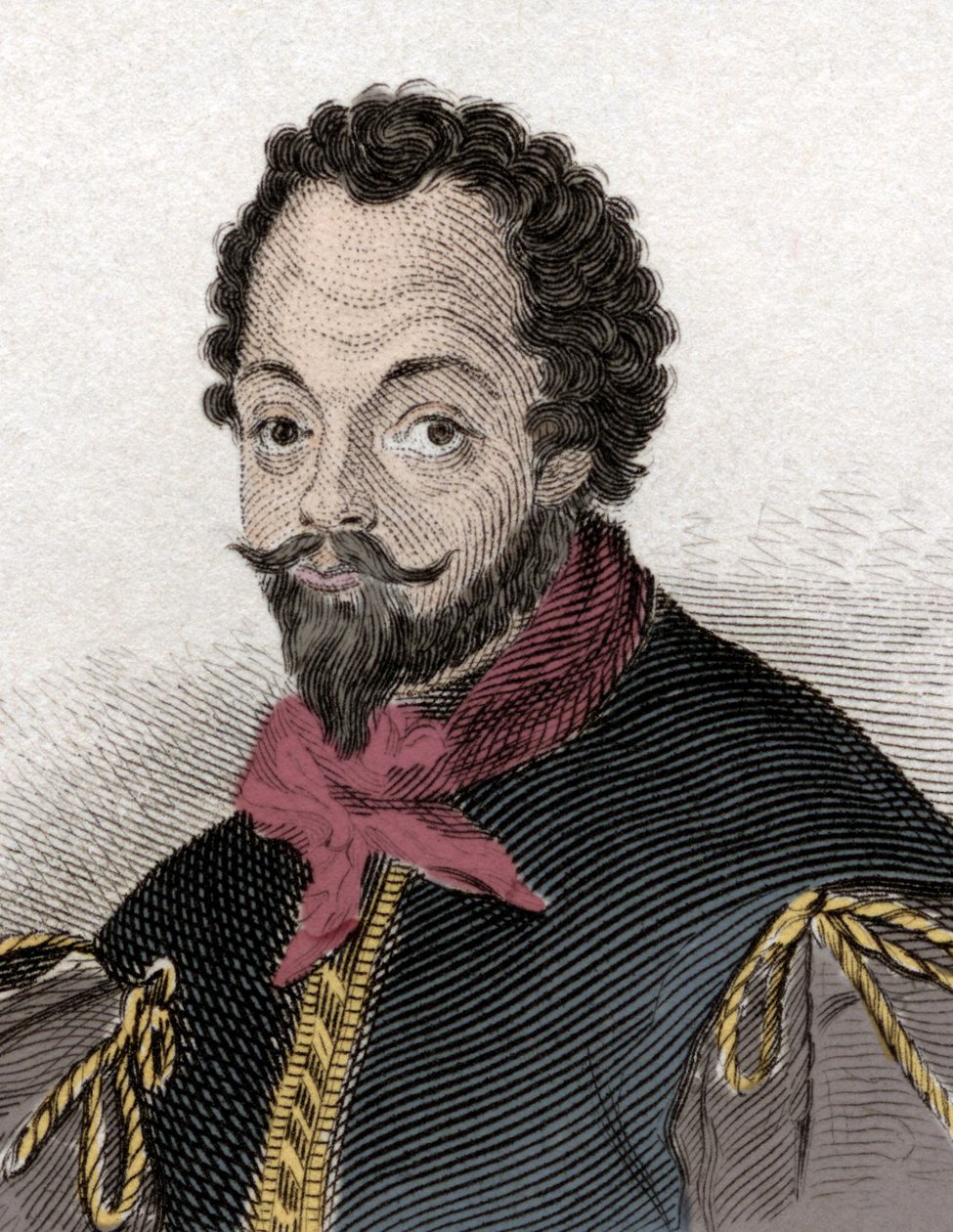 Retrato de Sir Francis Drake (1540-1596), corsario y navegante inglés. Grabado del siglo XIX. de Unknown artist