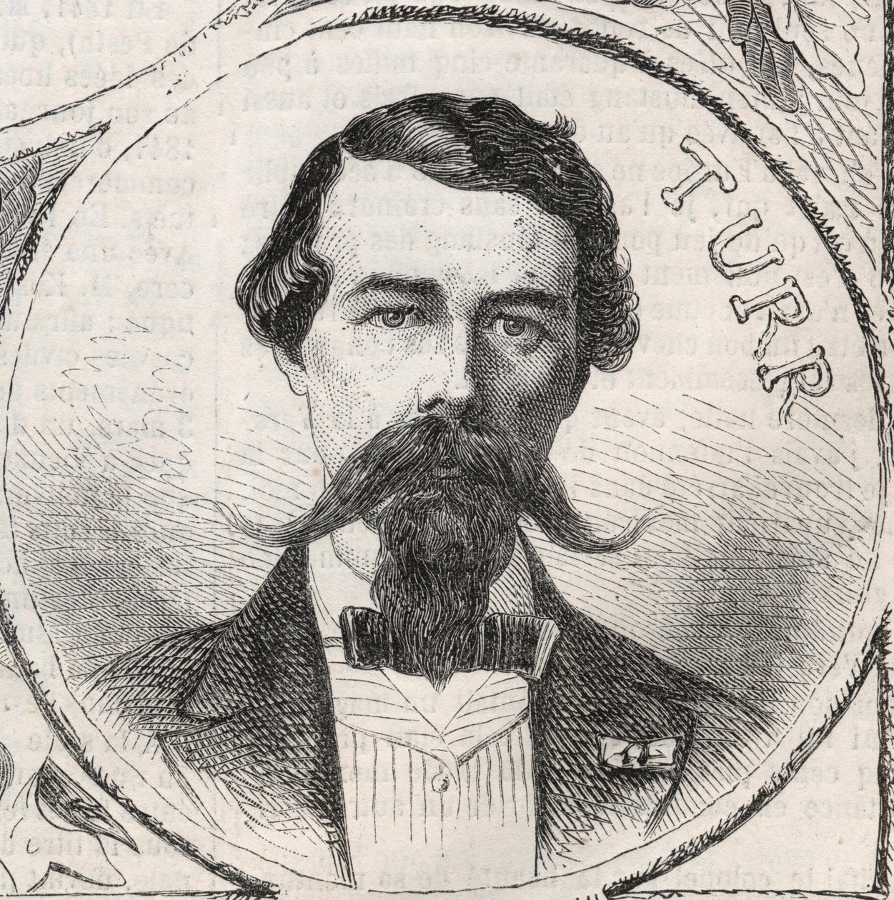 Retrato de Stefan Istvan Turr, general húngaro - Grabado en “El Mundo Ilustre” de Unknown artist