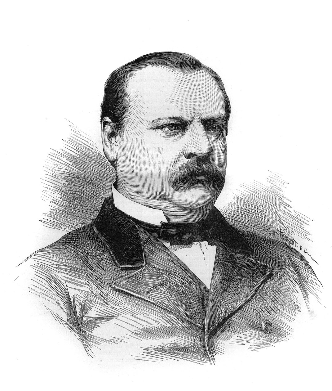 Retrato de Stephen Grover Cleveland (1837-1908) designado para la presidencia de la república americana por los delegados de los estados. Grabado en "Le Monde Illustré" de Unknown artist