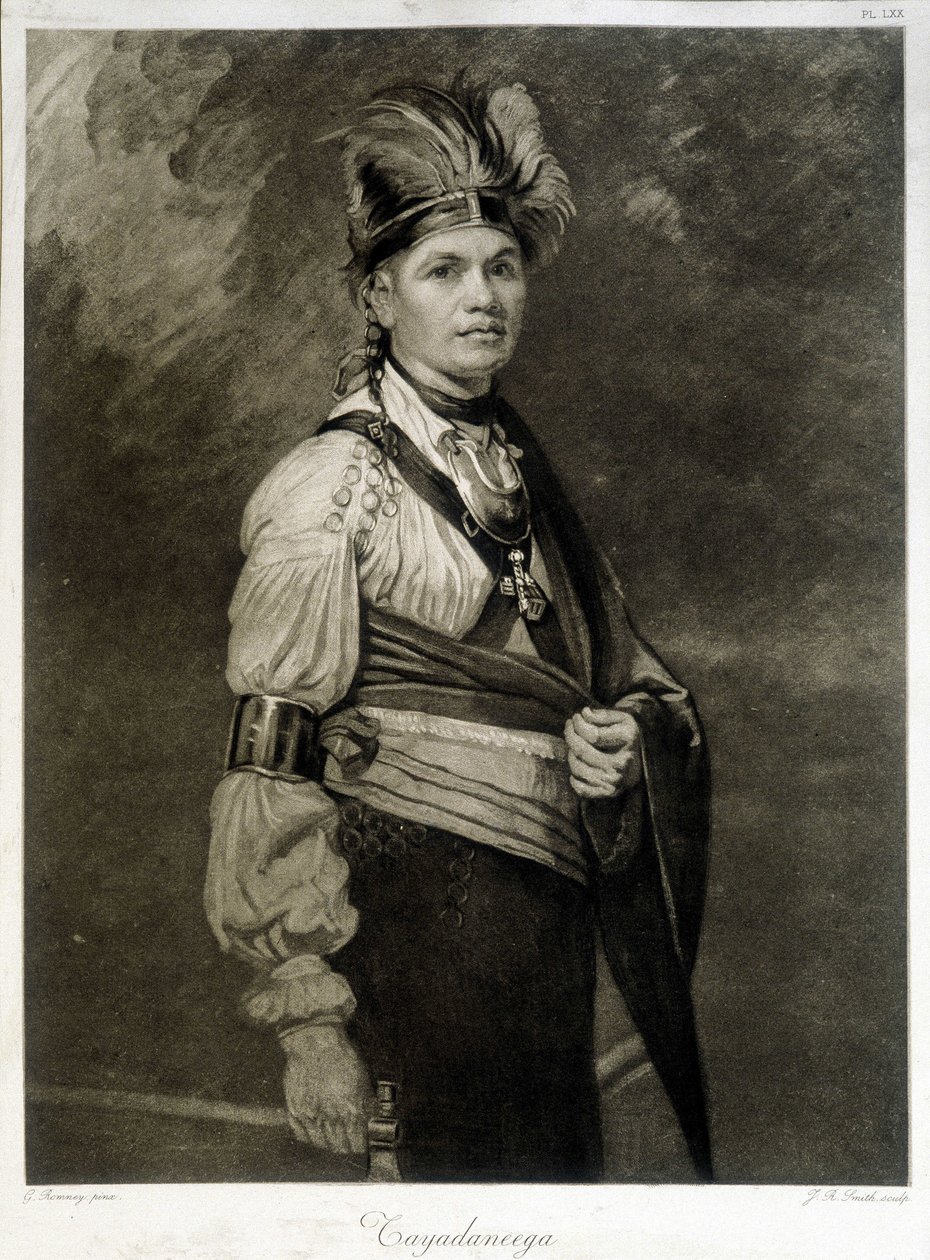 Retrato de Tayadaneega (o Thayendanega), líder de la tribu Mohawk (grupo indígena norteamericano, miembro de la Federación Iroquesa) de Unknown artist