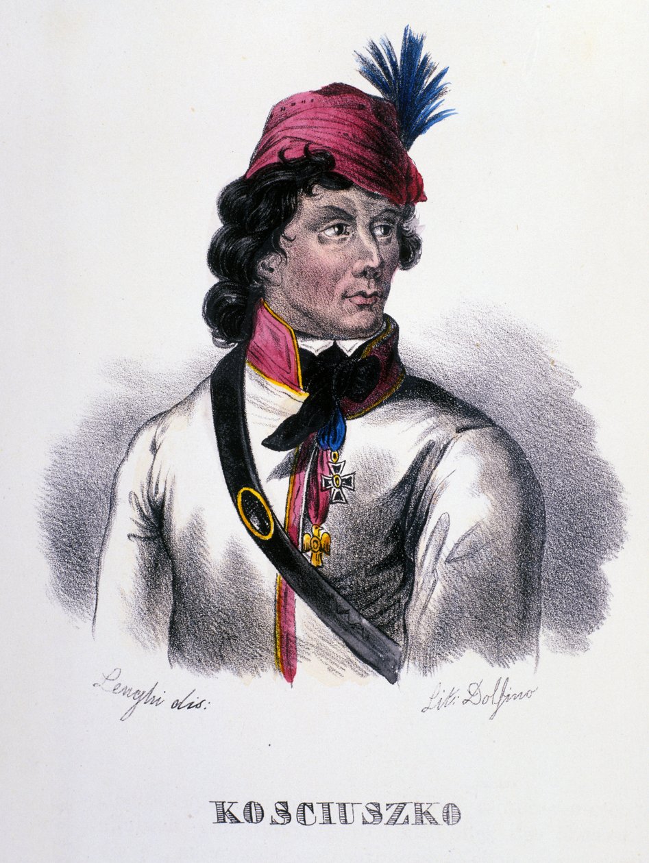 Retrato de Thaddeus (Tadeusz) Kosciuszko, soldado polaco (1746-1817). Grabado del siglo XIX de Unknown artist