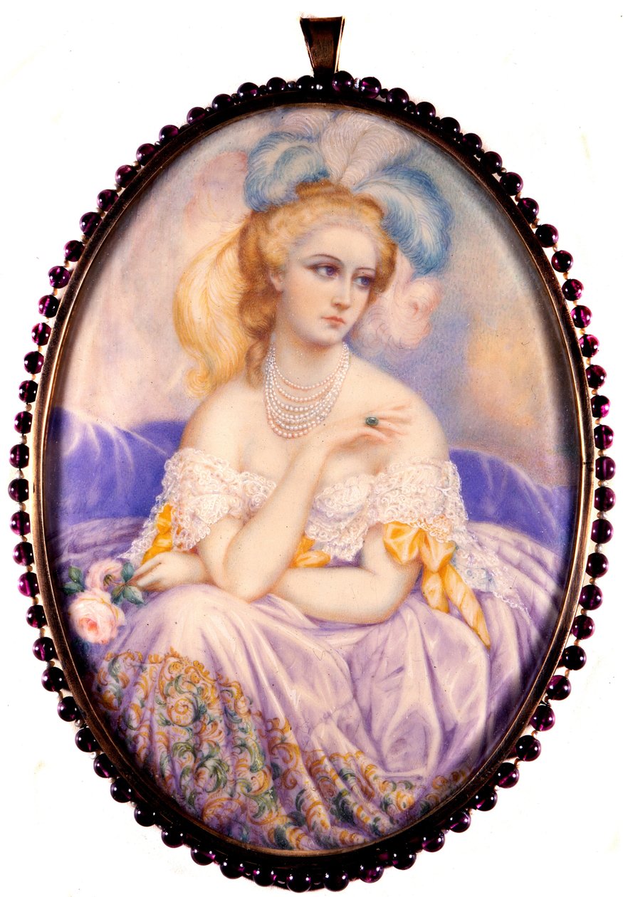 Retrato de la Condesa de Castiglione (1837-1899) (Virginia Elisabetta Luisa Carlotta Antonietta Teresa Maria Oldoini). Miniatura sobre marfil de Unknown artist