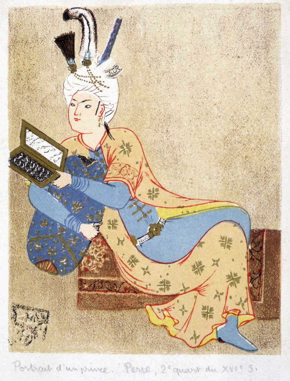 Retrato de un príncipe persa leyendo de Unknown artist