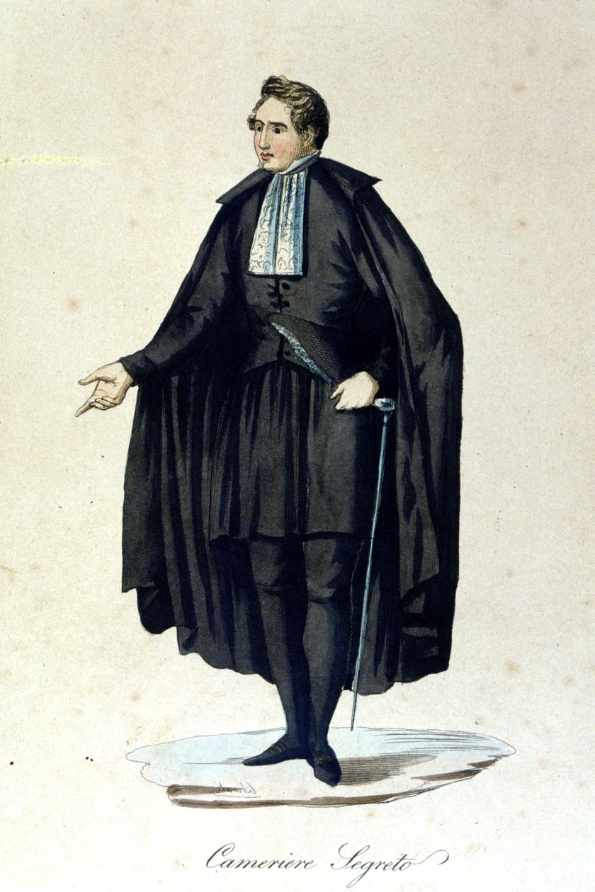 Retrato de una cámara secreta del Estado Vaticano. Grabado del siglo XIX. de Unknown artist